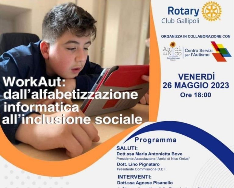 Matino, venerdì 26 “Workaut: dall’alfabetizzazione informatica all’inclusione sociale”