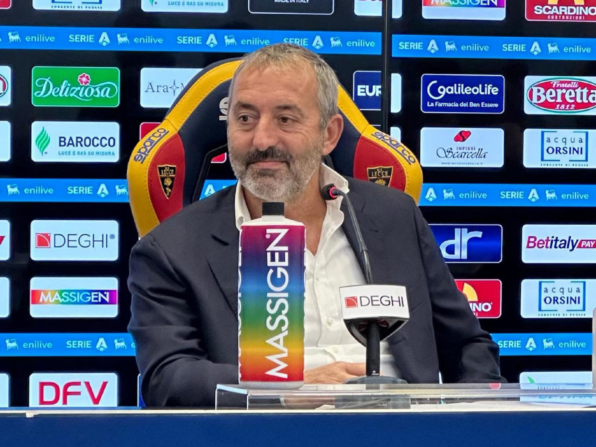 Lecce, Giampaolo alla vigilia contro il Venezia: «Bisogna avere coraggio, la squadra si è allenata col piglio giusto»