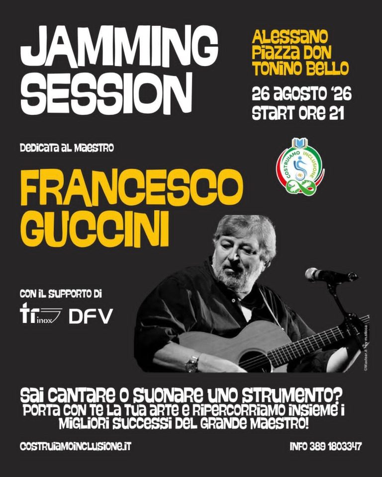 “Jam Session per Guccini”, domani ad Alessano una serata di musica, memoria e inclusione