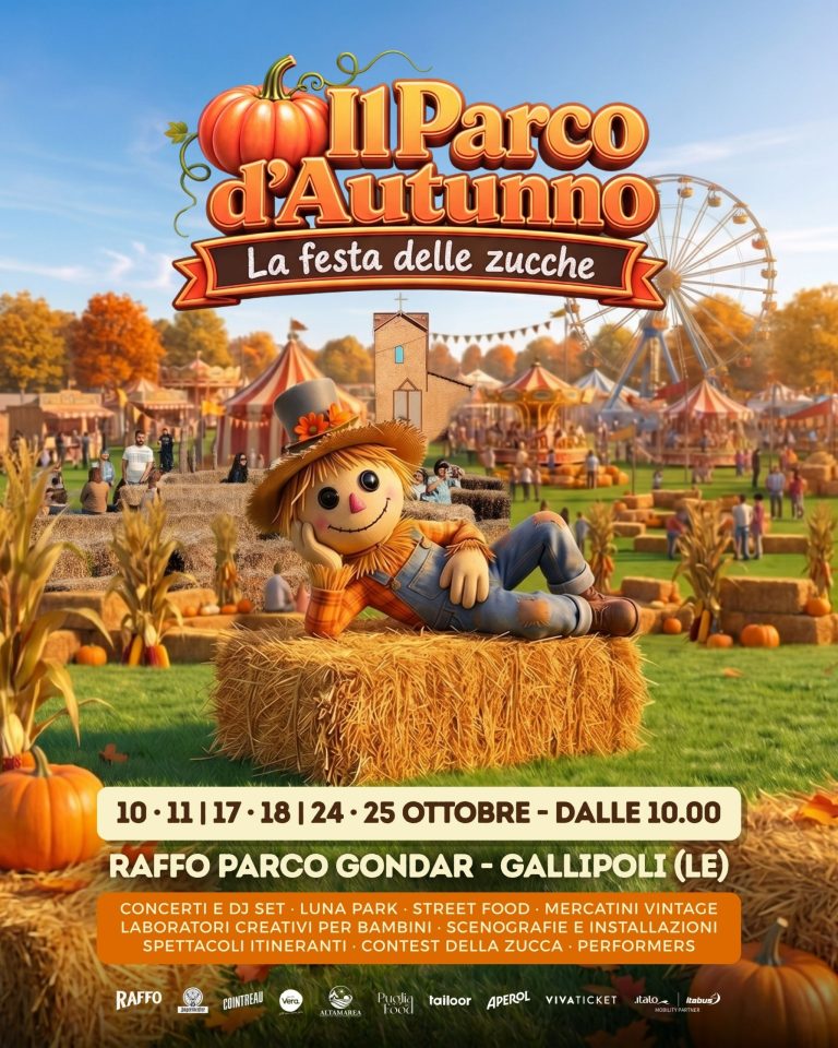 Al Raffo Parco Gondar di Gallipoli, torna “Il Parco d’Autunno – La Festa delle Zucche” dal 10 al 25 ottobre 